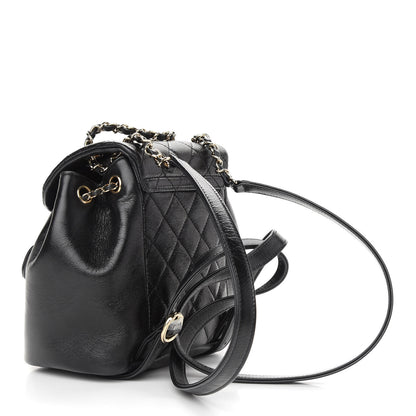 Chanel Glazed Aged Calfskin Quilted Small Duma Drawstring Backpack Black 3 of 9