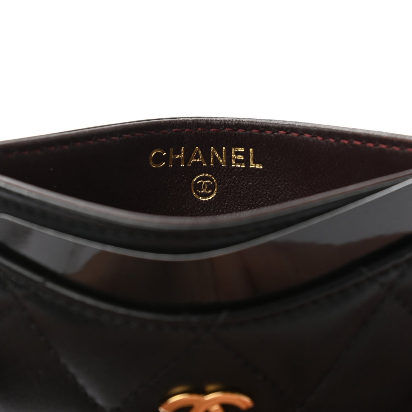 Lambskin Quilted Card Holder Black