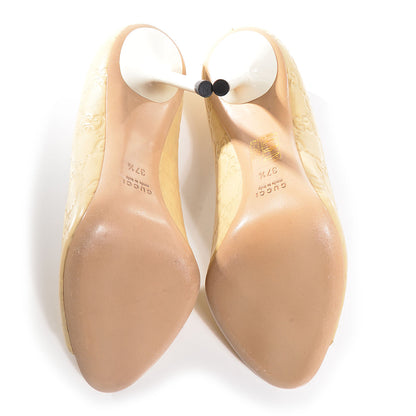 Gucci Guccissima GG Peep Toe Heels Beige 37.5 5 of 7