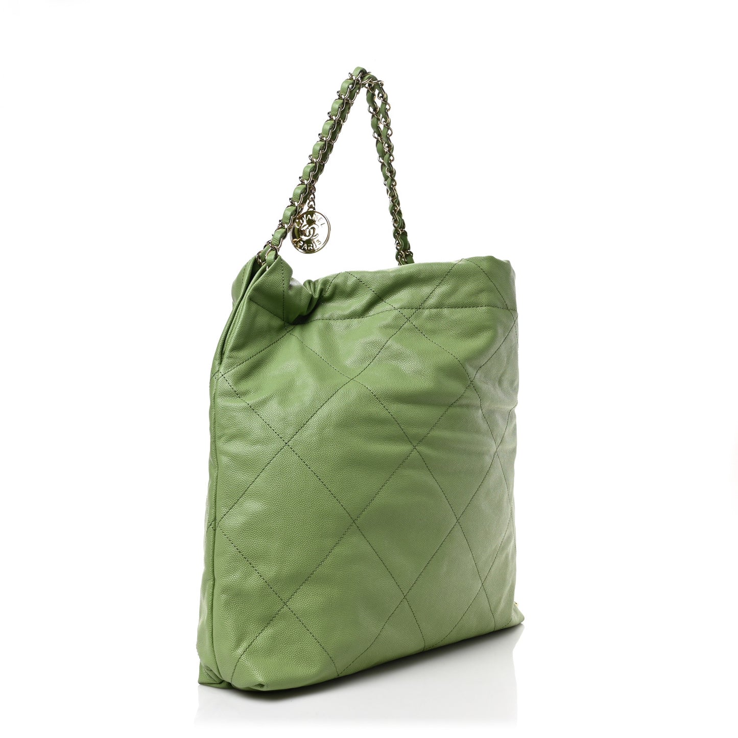 Shiny Caviar Quilted Chanel 22 Green