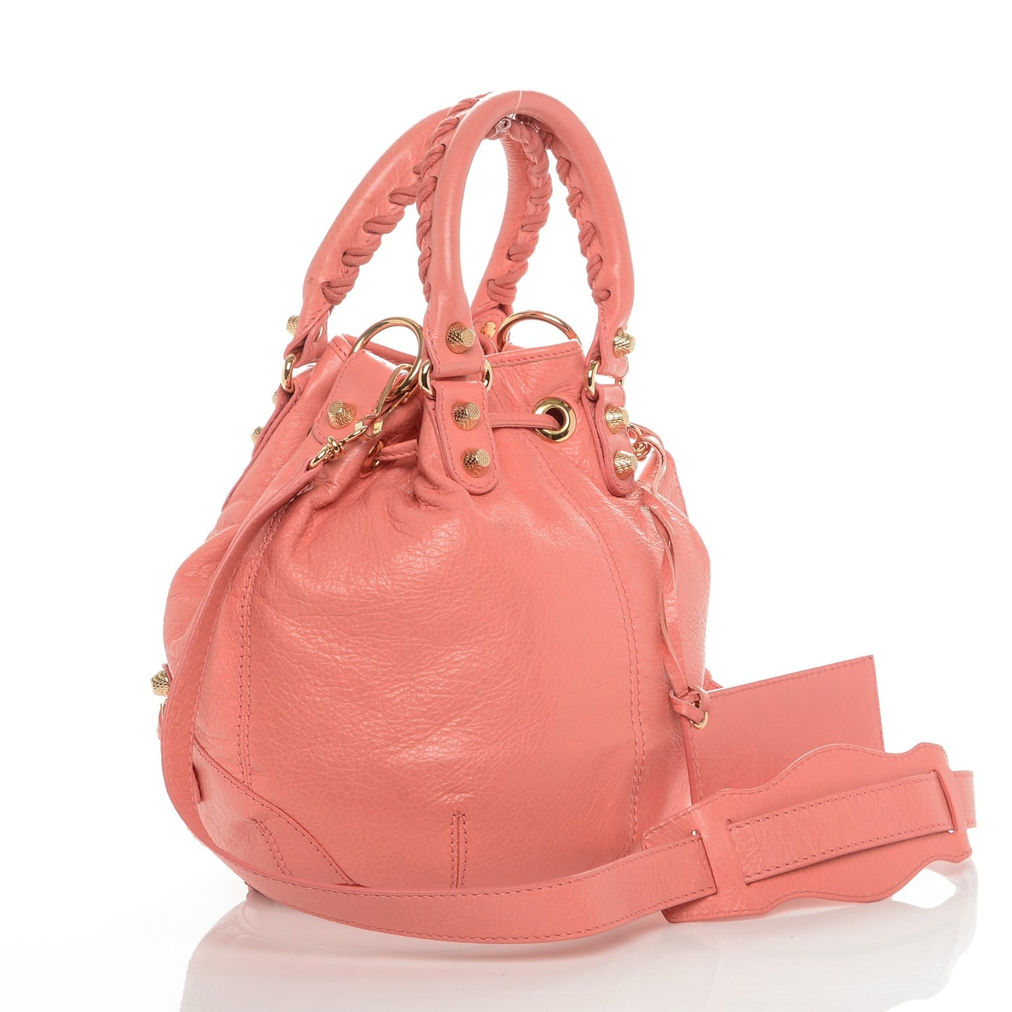 Agneau Giant 12 Gold Hardware Mini Pompon Rose Azalee