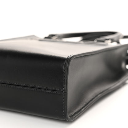 Prada Soft Calfskin Triangle Logo Embossed Small Double Handle Crossbody Tote Black 10 of 10