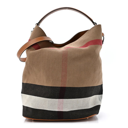 Burberry Canvas Mega Check Medium Ashby Hobo Saddle Brown 1 of 19