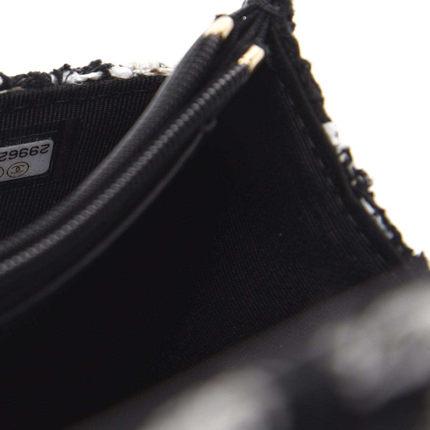 Tweed Quilted Wallet On Chain WOC Black Ecru White