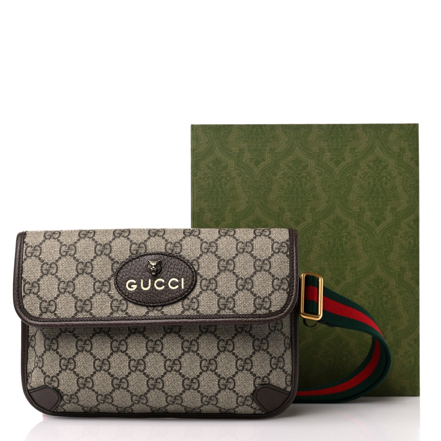 GG Supreme Monogram Neo Vintage Web Belt Bag Brown