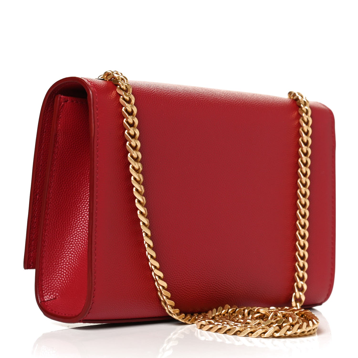 Saint Laurent Grain De Poudre Small Classic Monogram Kate Tassel Satchel Red 2 of 11