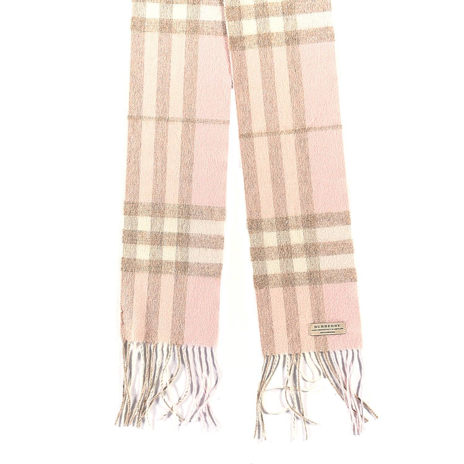 Burberry Cashmere Giant Check Fringe Scarf Pink 2 of 4