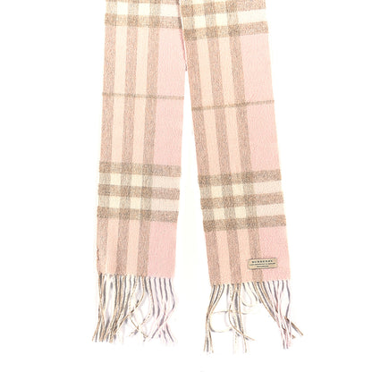Burberry Cashmere Giant Check Fringe Scarf Pink 2 of 4