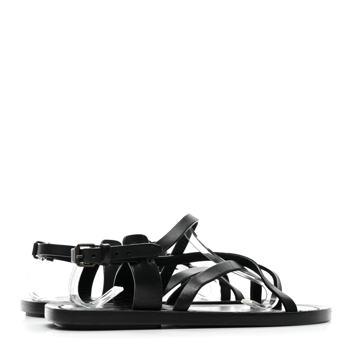 Calfskin Nu Pieds Sandals 38 Black