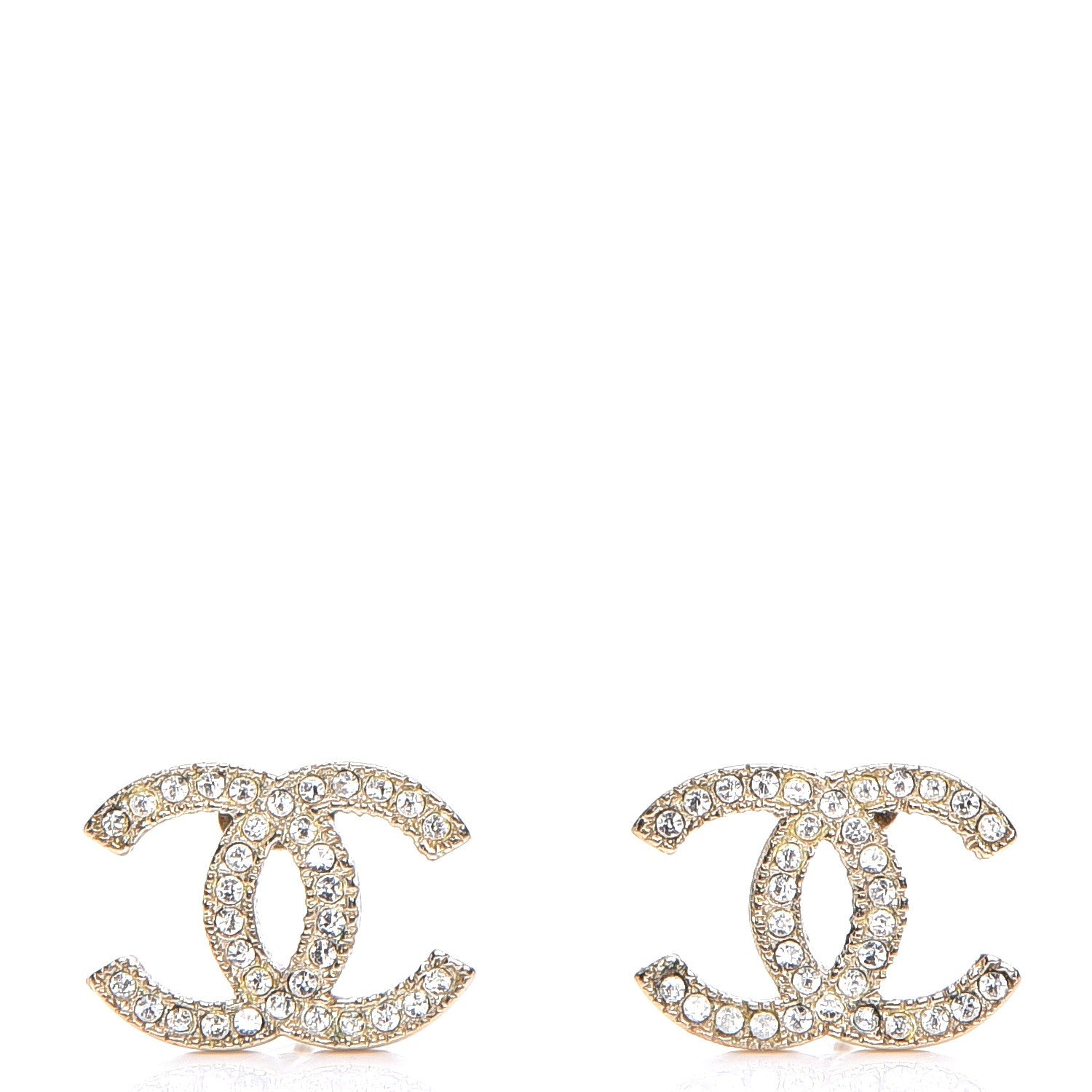 Chanel Crystal CC Earrings Gold 1 of 5
