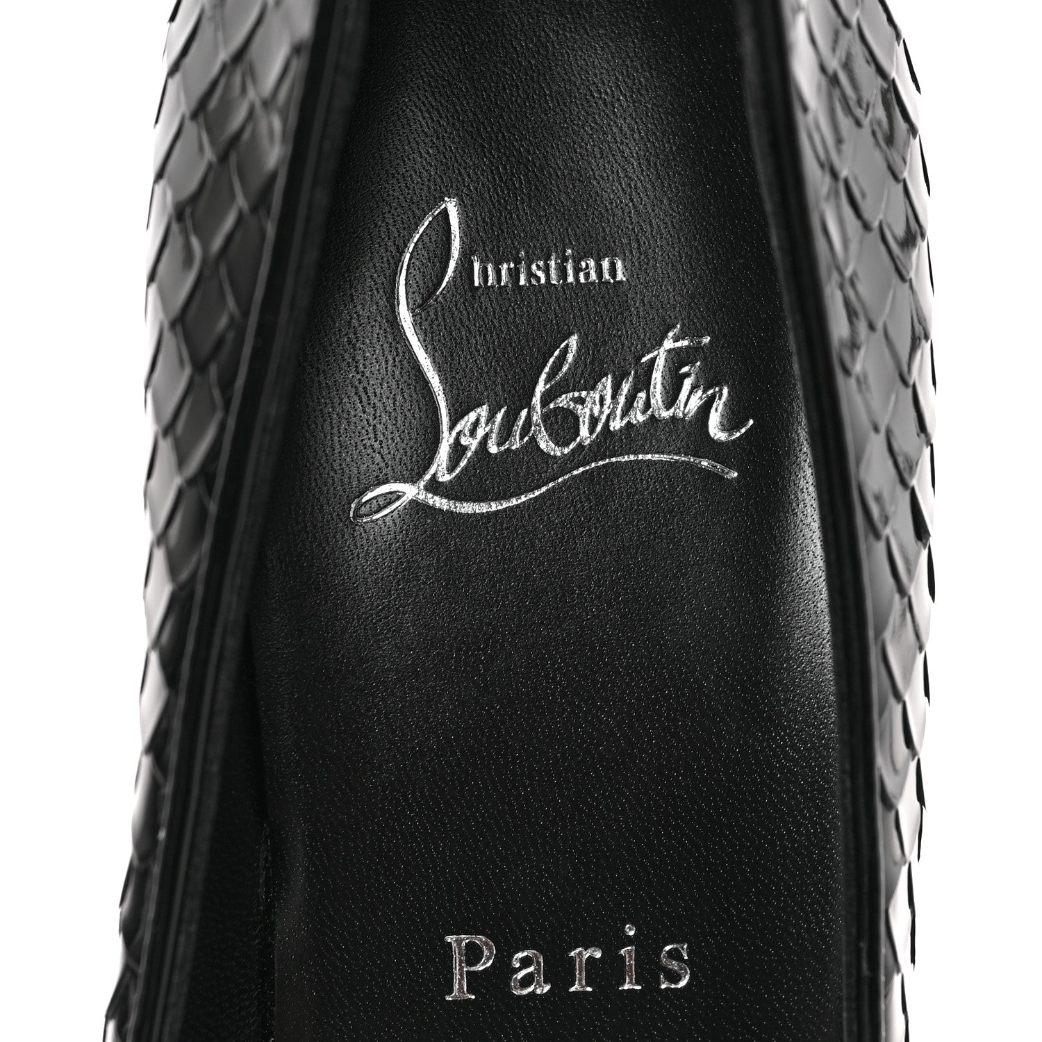 Christian Louboutin Patent Calfskin Snakeskin Embossed Kate 85 Pumps 37 Black 5 of 7