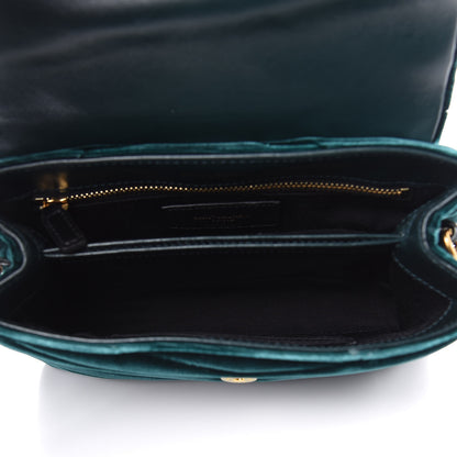 Saint Laurent Velvet Y Quilted Monogram Toy Loulou Chain Satchel Dark Ottanio 5 of 13
