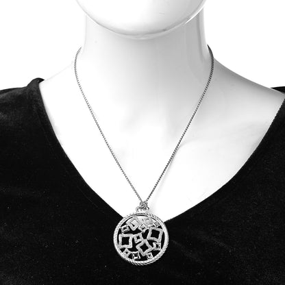 David Yurman Sterling Silver Diamond Quatrefoil Pendant Necklace 2 of 6