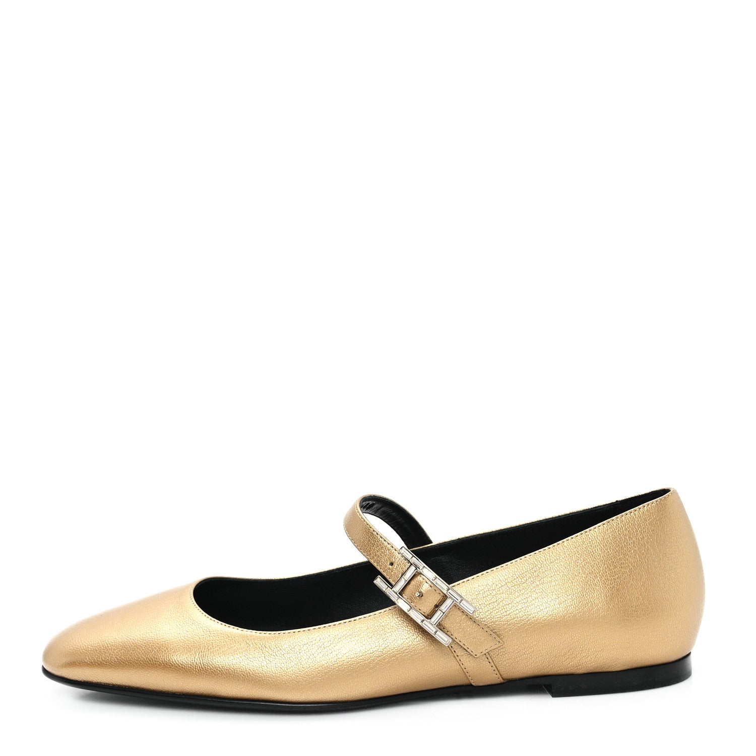 Hermes Metallic Goatskin Jane Ballet Flats 39.5 Dore 1 of 9