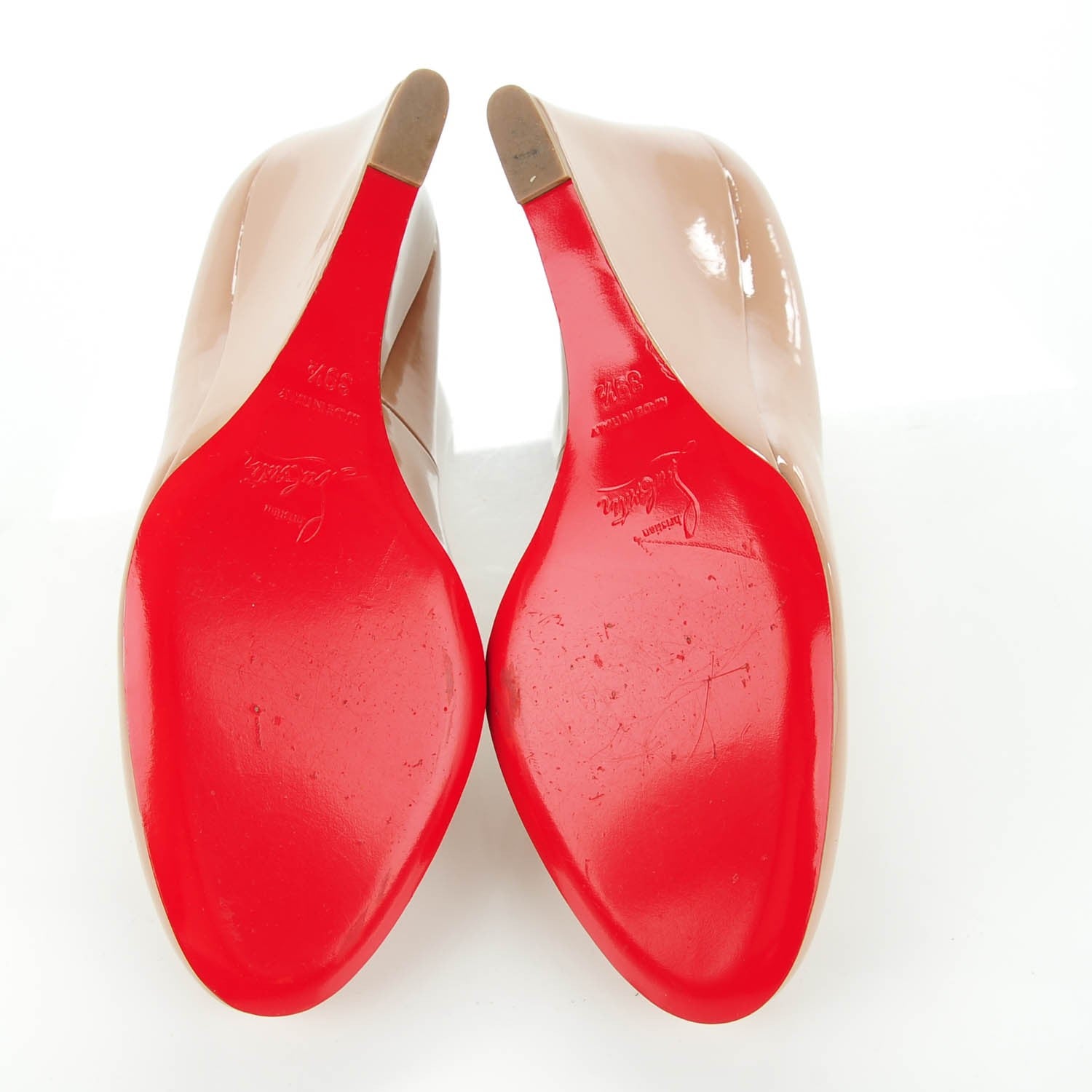 Christian Louboutin Patent Ron Ron Zeppa 80 Wedges 39.5 Nude 5 of 9