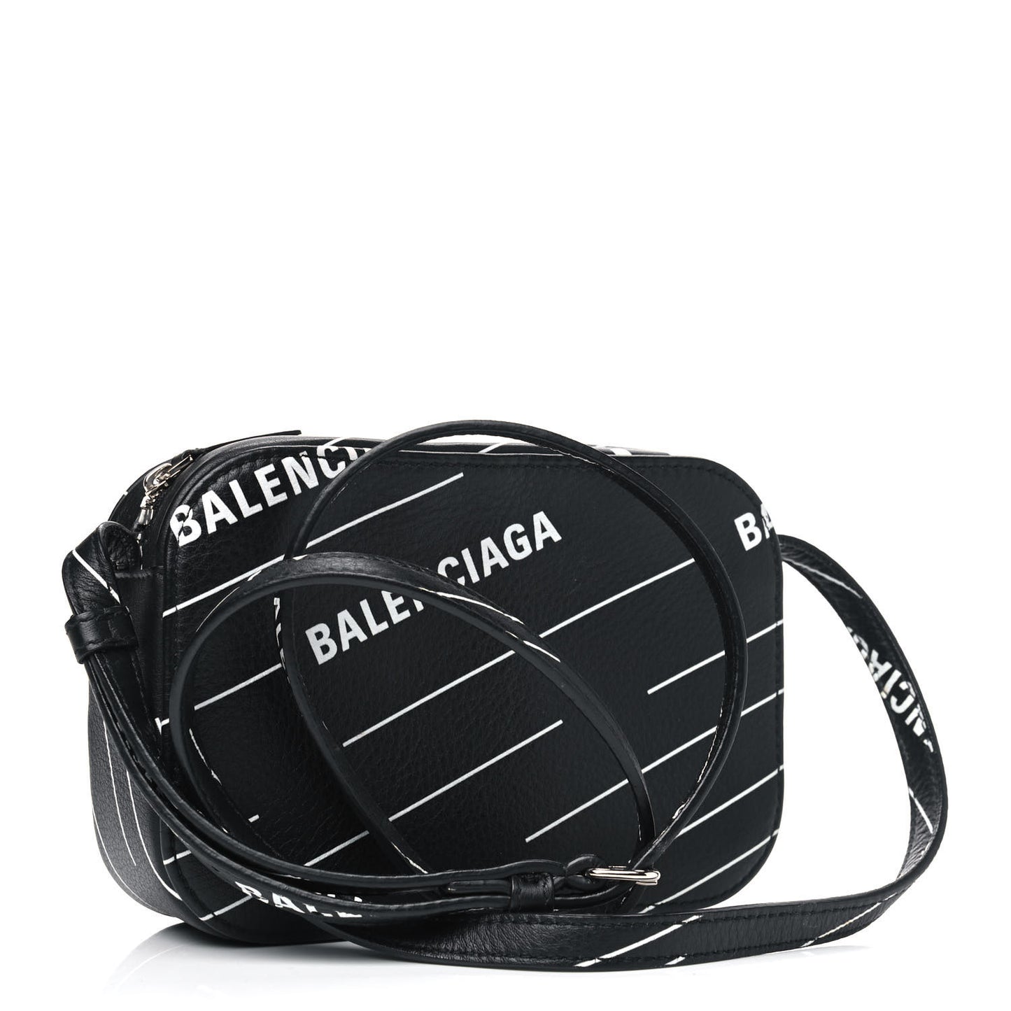 Calfskin Logo Print XS Everyday Camera Bag Black White