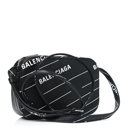 Balenciaga Calfskin Logo Print XS Everyday Camera Bag Black White 2 of 5