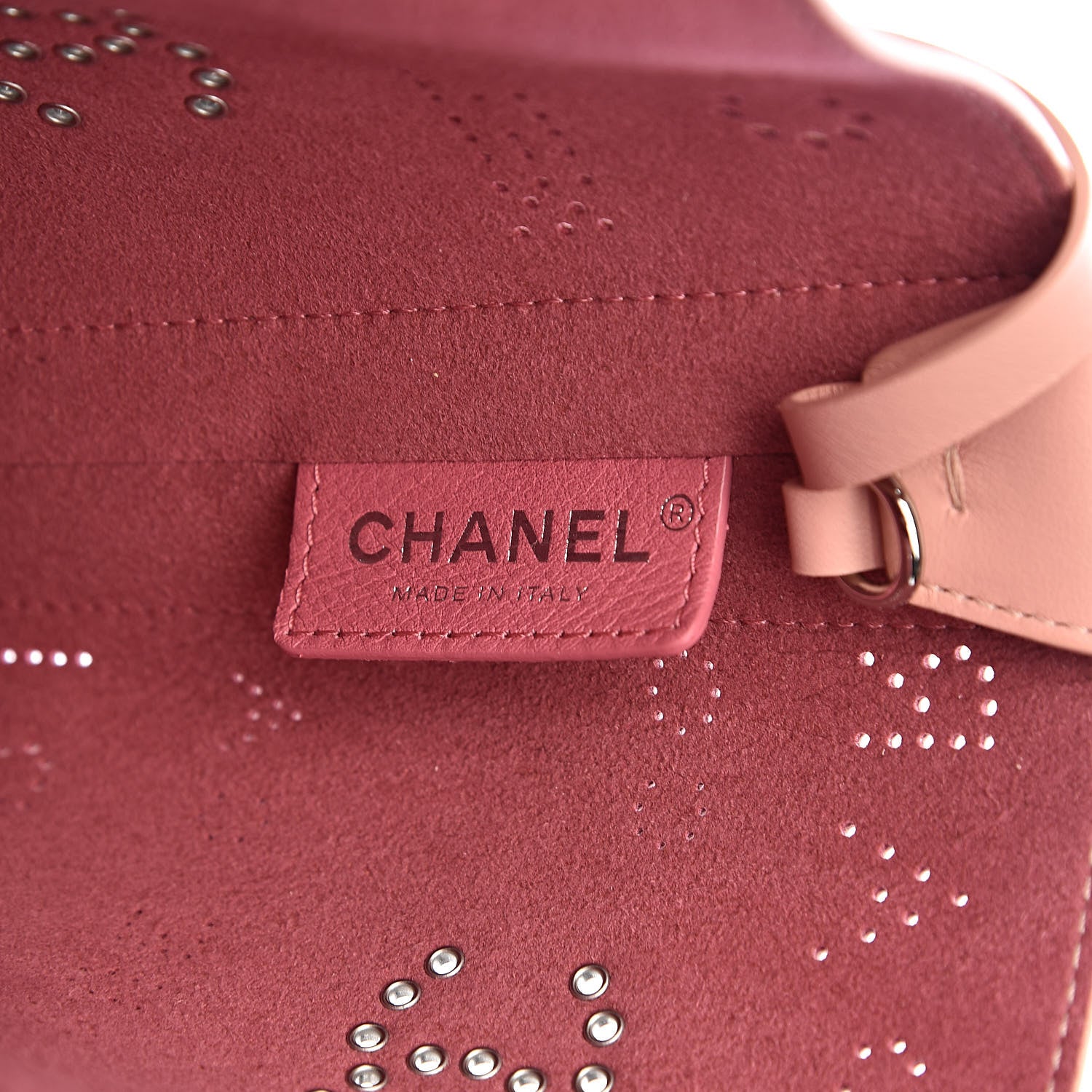 Chanel Calfskin Tweed Small Logo Eyelets Shopping Tote Pink 6 of 10