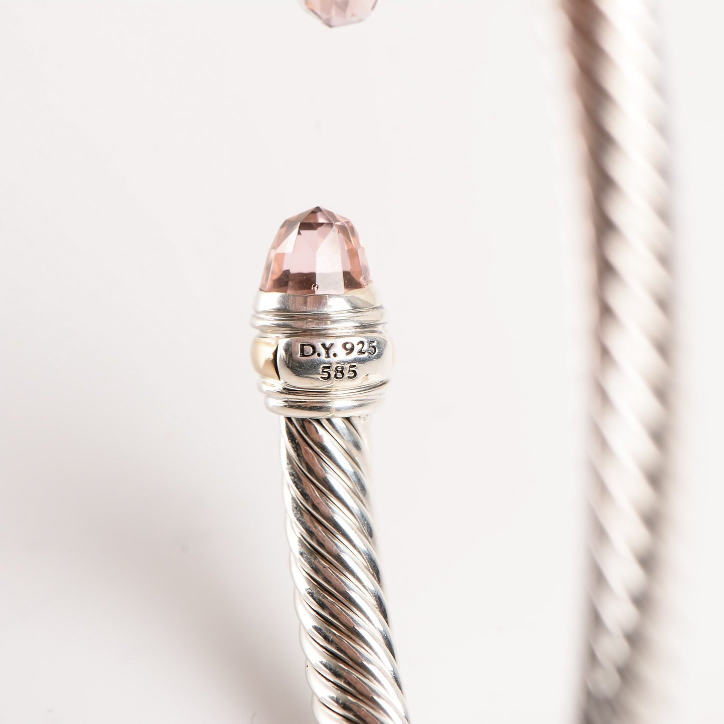 Sterling Silver 14K Yellow Gold Morganite 5mm Cable Classics Bracelet