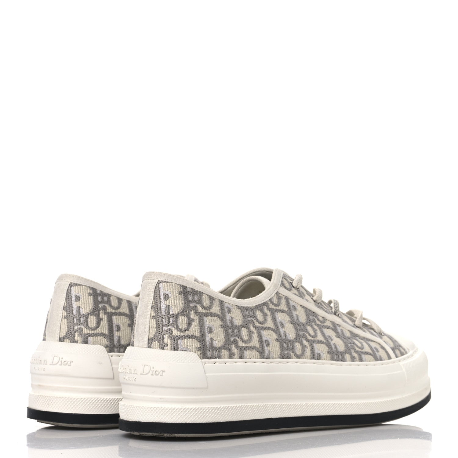 Christian Dior Canvas Oblique Walk'N'Dior Low Top Platform Sneakers 41 Stone Grey 5 of 9