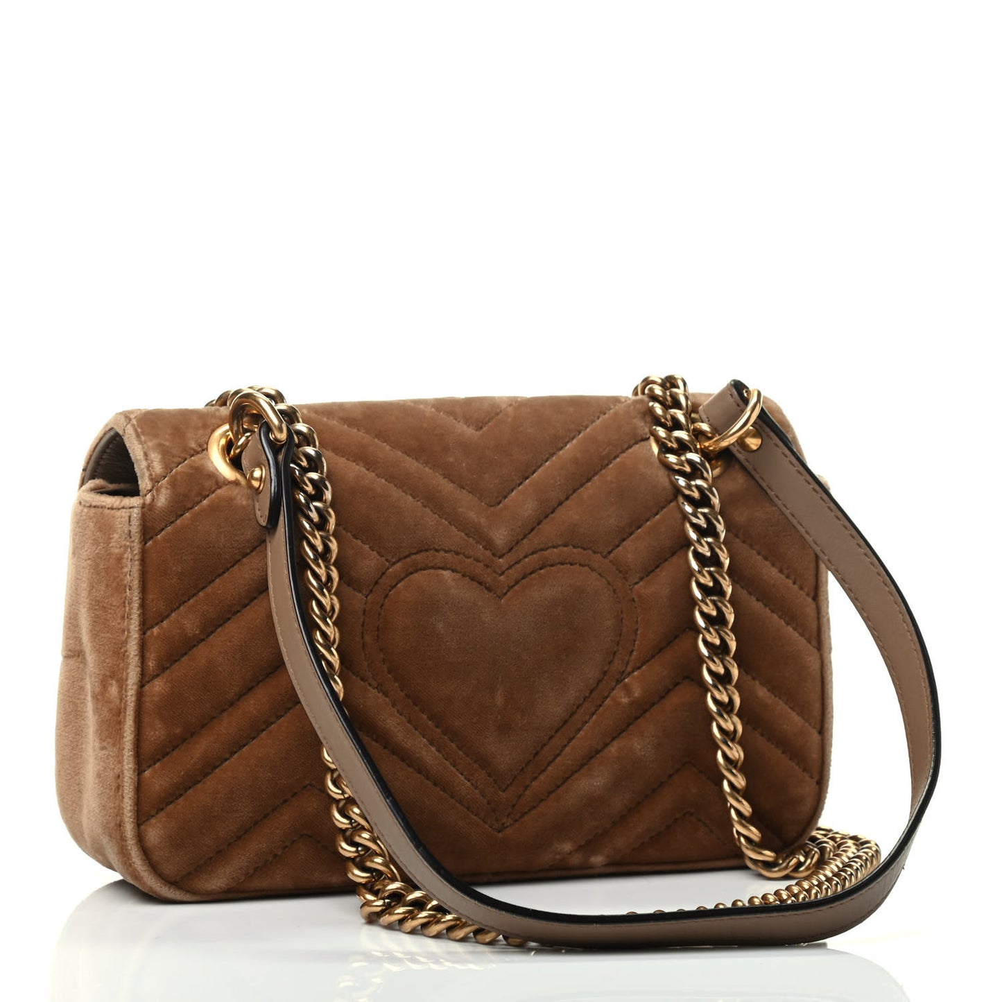 Velvet Matelasse Mini GG Marmont Shoulder Bag Taupe