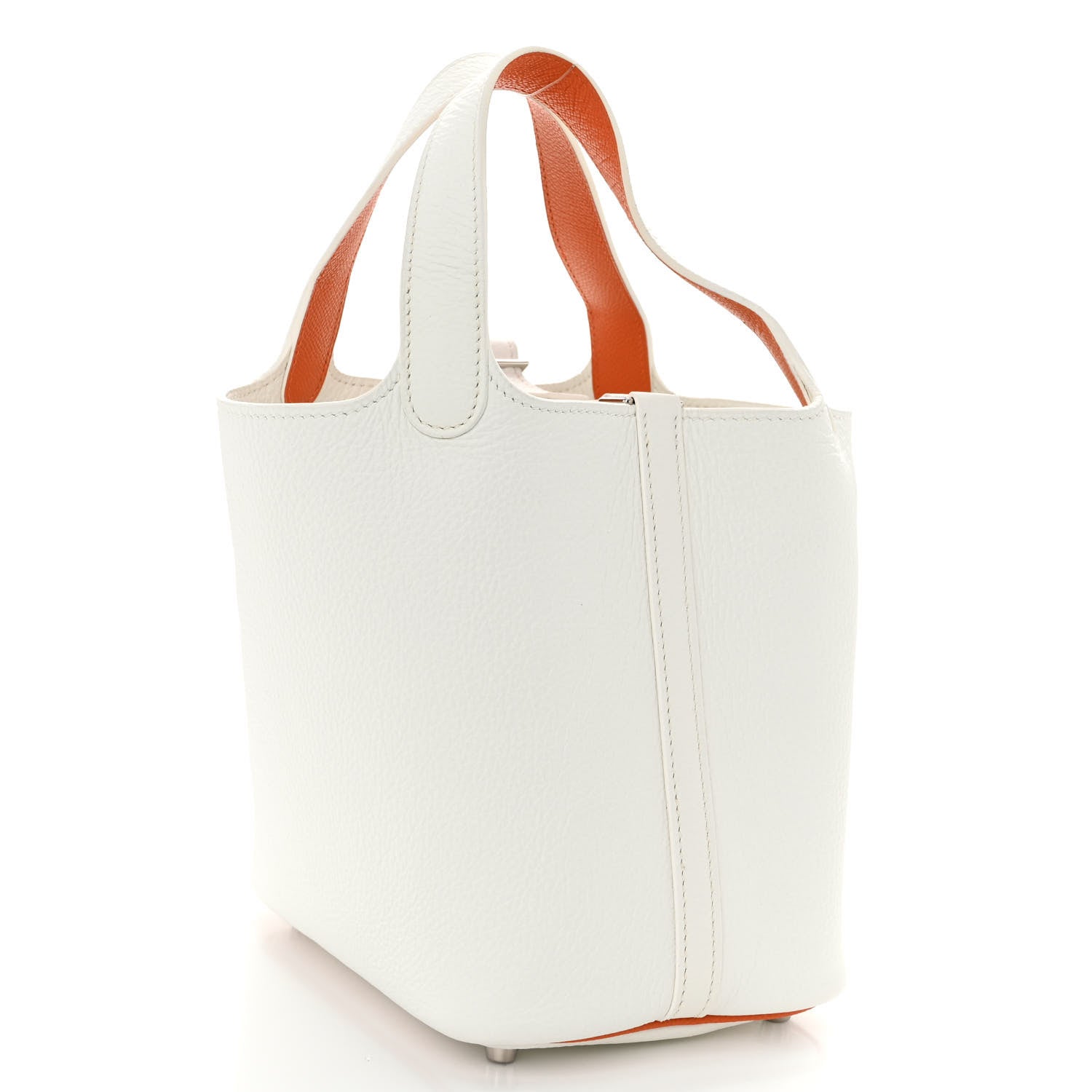 Hermes Taurillon Clemence Epsom Picotin 18 PM White Orange 3 of 11