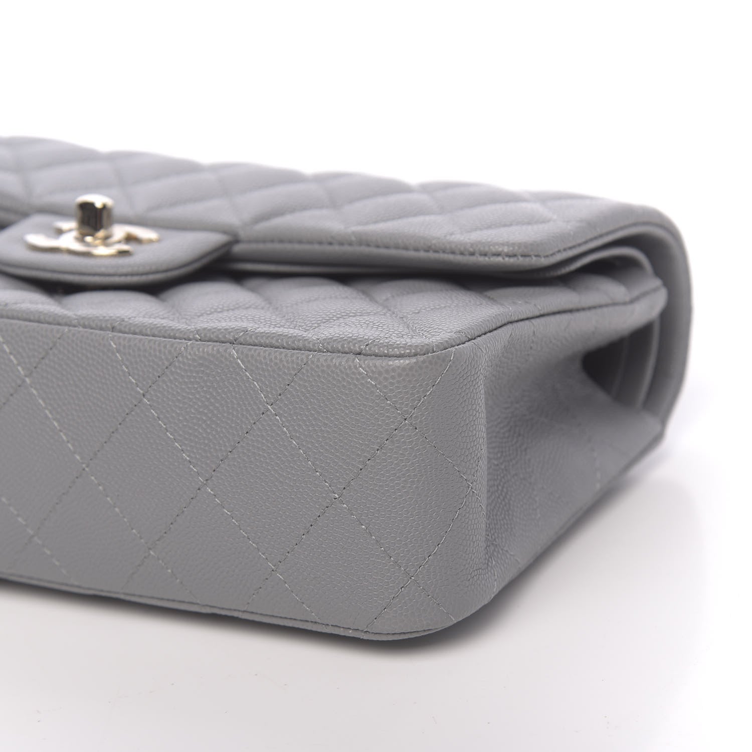 Chanel Caviar Quilted Small Double Flap Grey 9 of 11