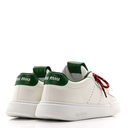 Miu Miu Calfskin Womens Low Top Sneakers 39 White Green 5 of 10