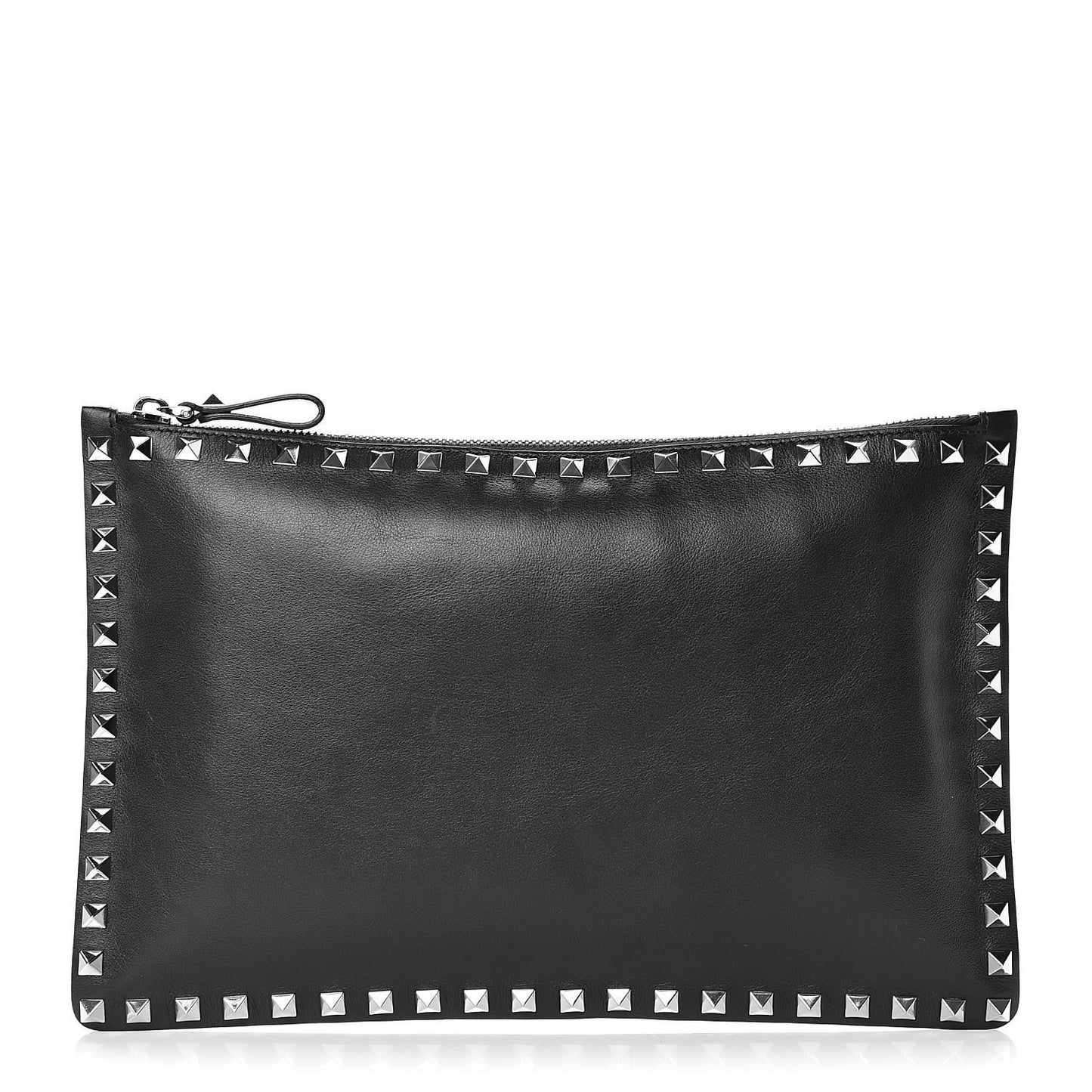 Vitello Large Rockstud Zip Pouch Black