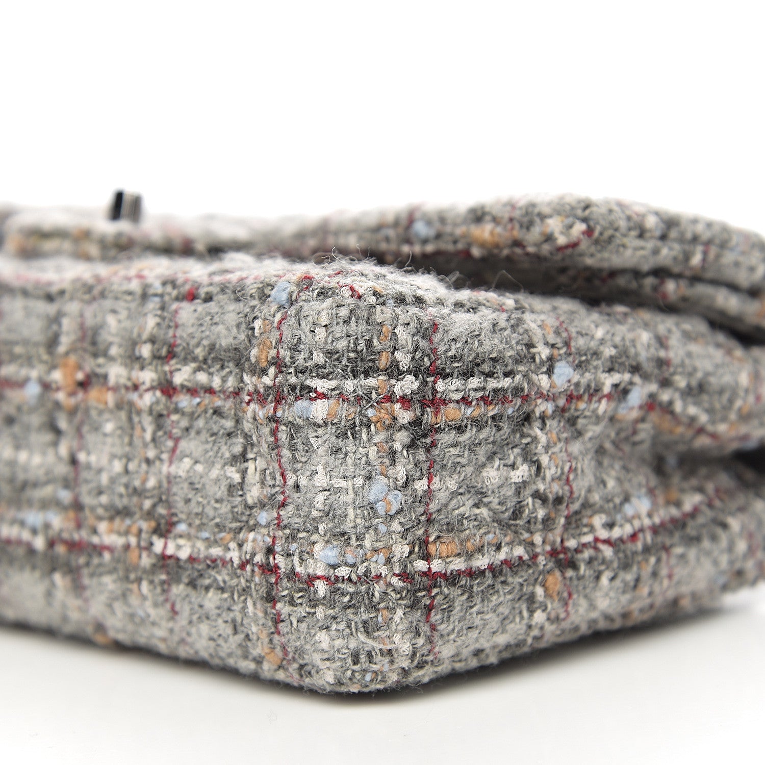 Chanel Tweed Quilted Medium Double Flap Grey Multicolor 8 of 10