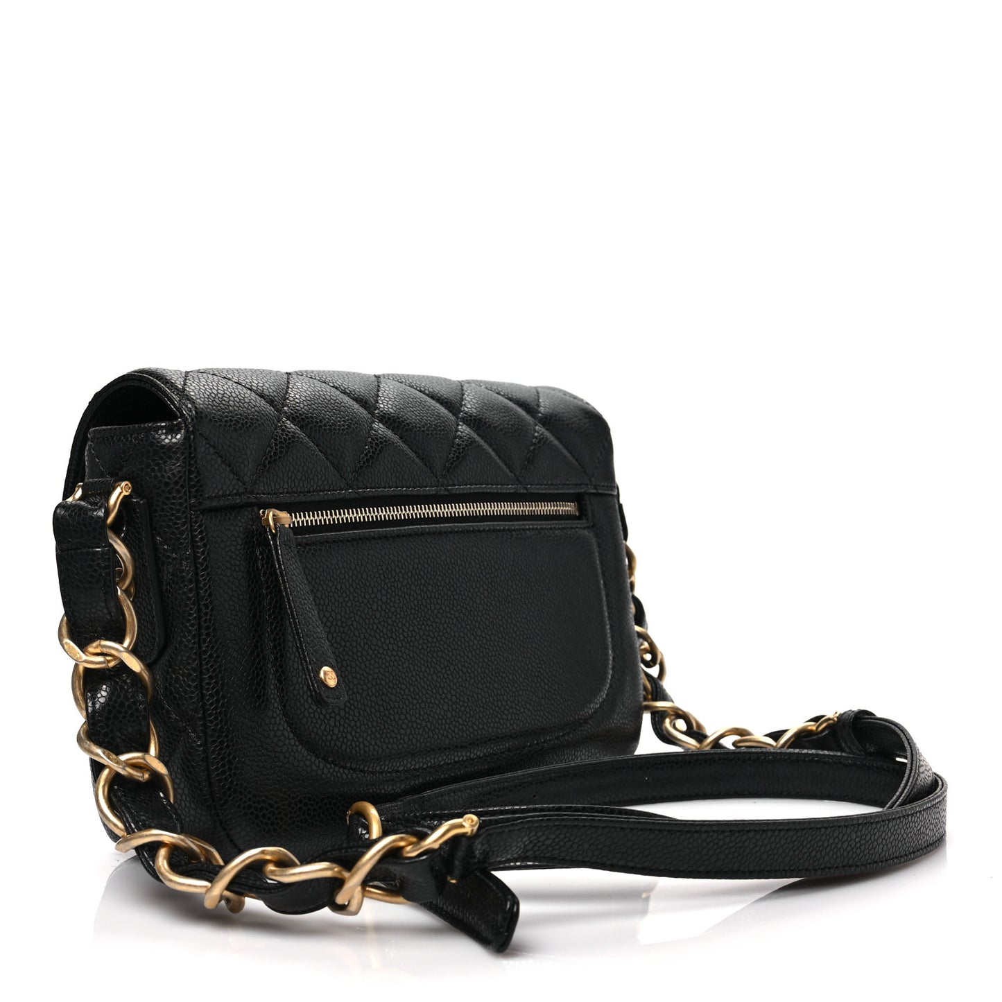 Caviar Quilted Small Chain Flap Black