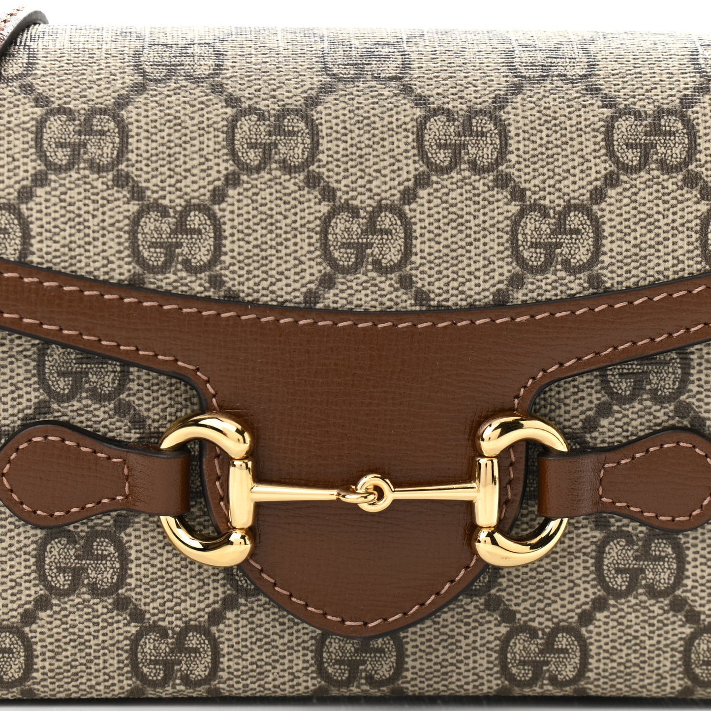 GG Supreme Monogram Mini Horsebit 1955 Shoulder Bag Beige Brown Sugar