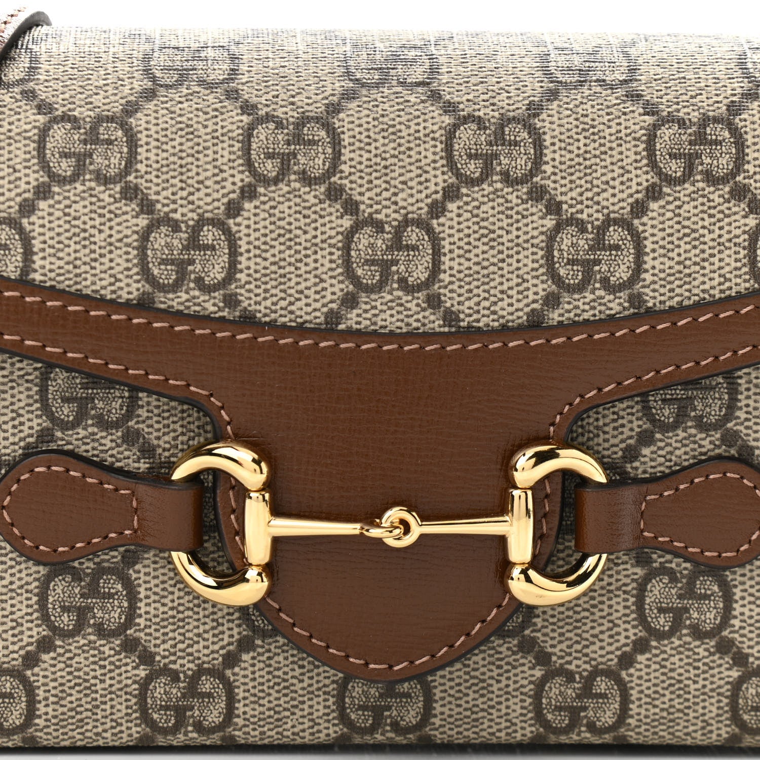 Gucci GG Supreme Monogram Mini Horsebit 1955 Shoulder Bag Beige Brown Sugar 7 of 10