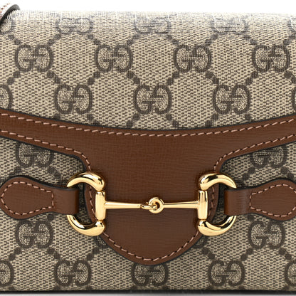 Gucci GG Supreme Monogram Mini Horsebit 1955 Shoulder Bag Beige Brown Sugar 7 of 10