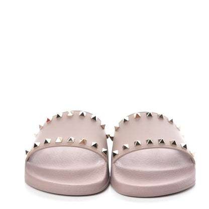 Valentino Garavani Rubber Rockstud Slide Sandals 40 Poudre 2 of 9