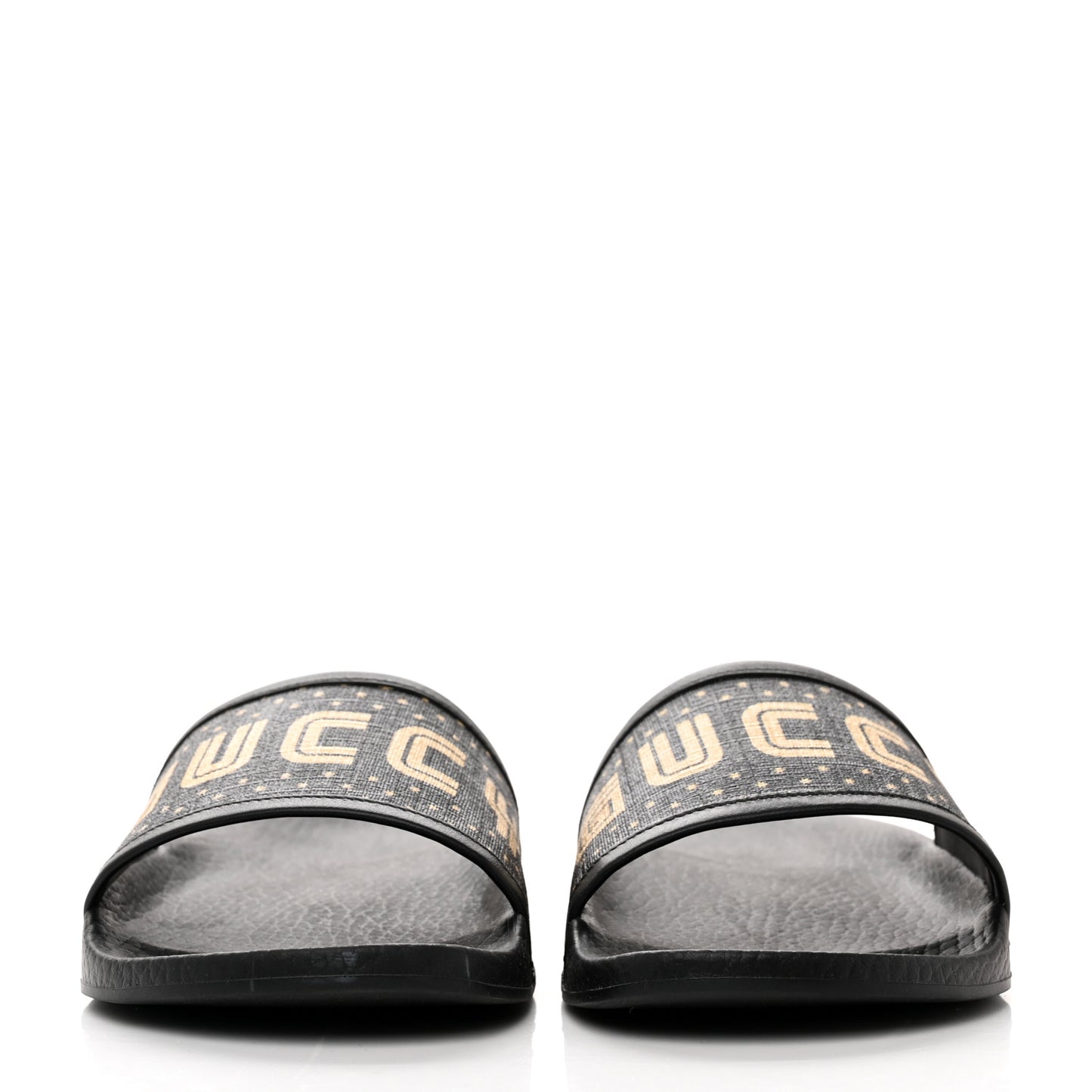 X SEGA Supreme Canvas GUCCY Stars Womens Slide Sandals 36 Black Gold