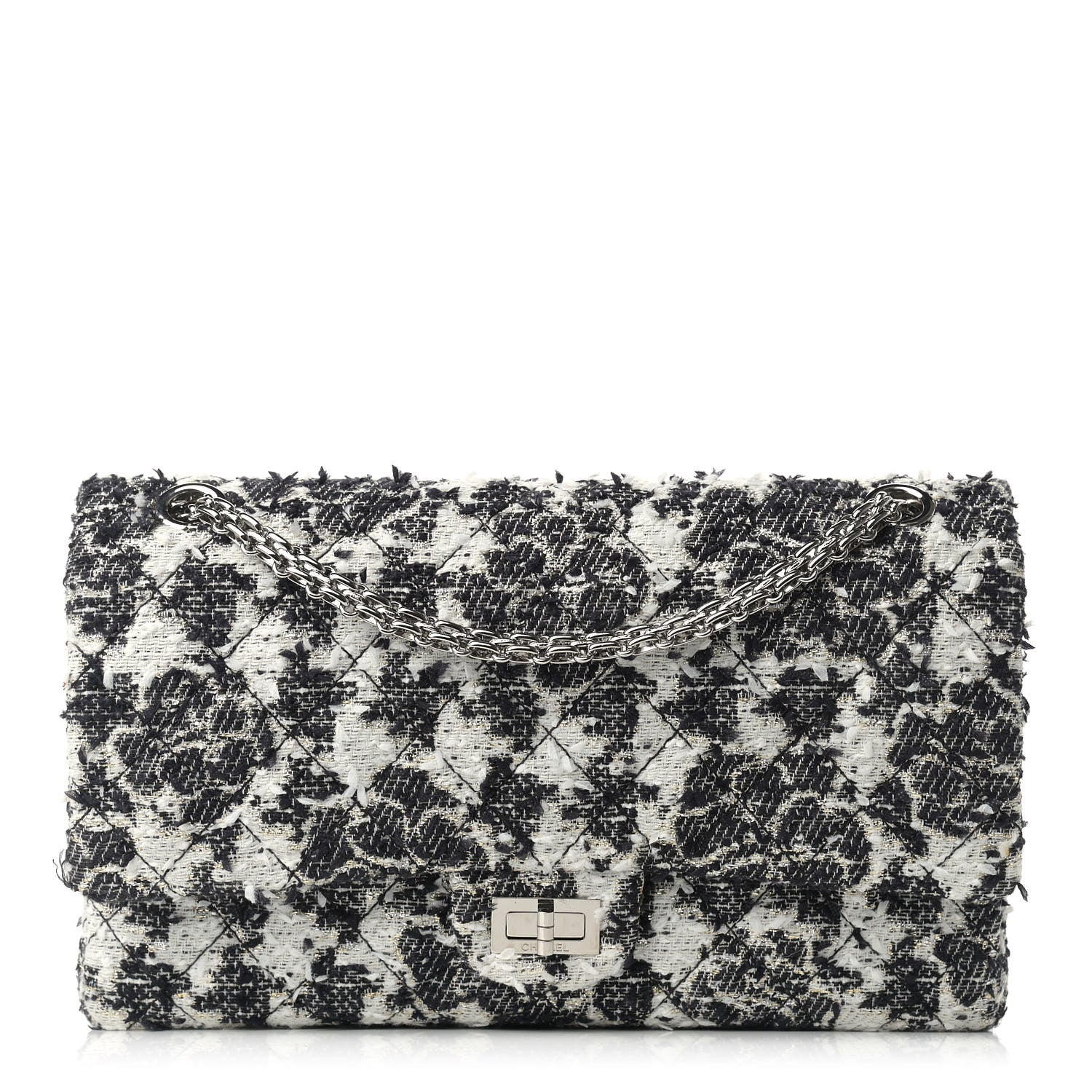 Chanel Tweed Camellia Quilted 2.55 Reissue 226 Flap Ecru 1 of 17