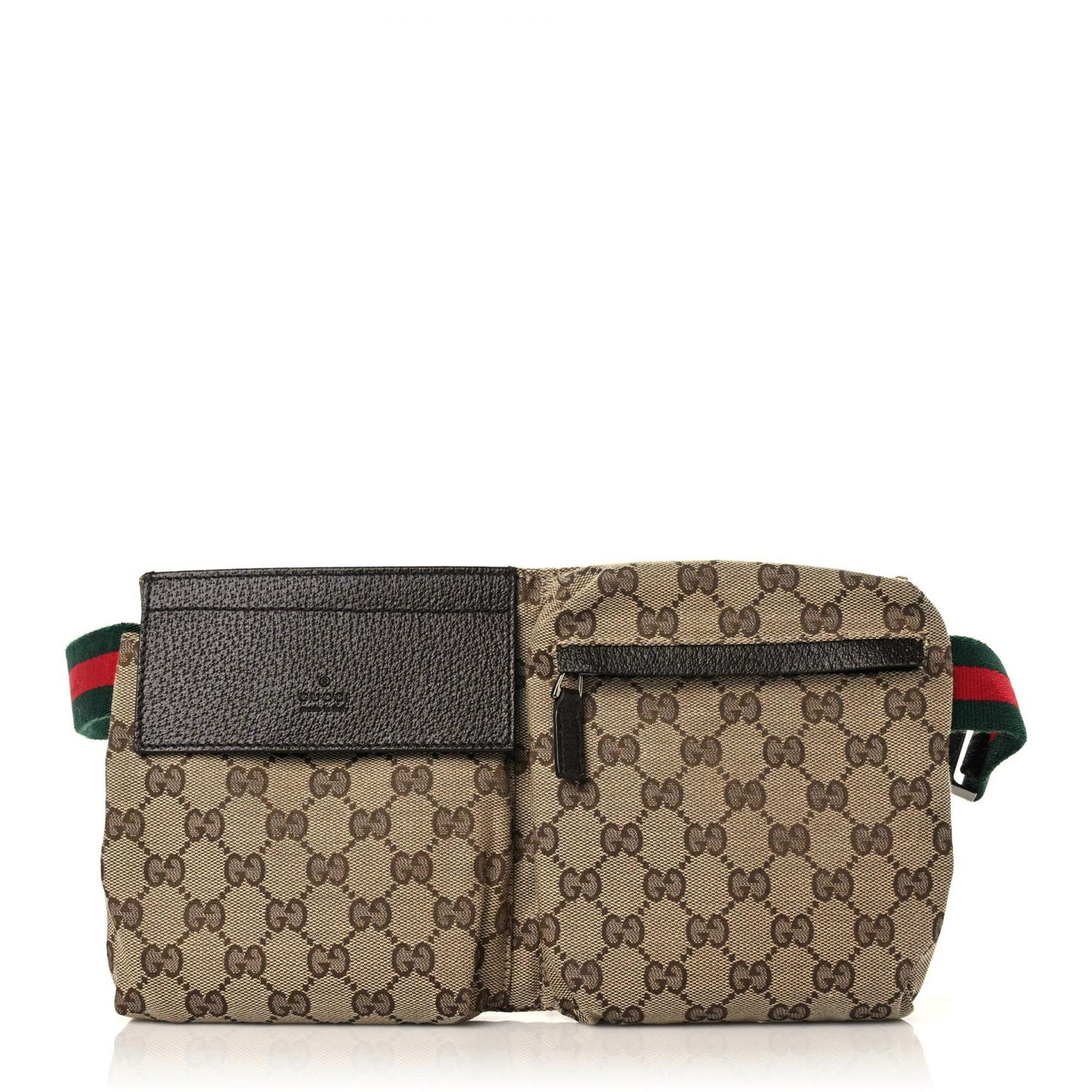GG Monogram Double Pocket Belt Bag Dark Brown