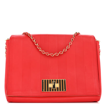 Fendi Grained Calfskin Pequin Embossed Medium Claudia Shoulder Bag Red 1 of 11