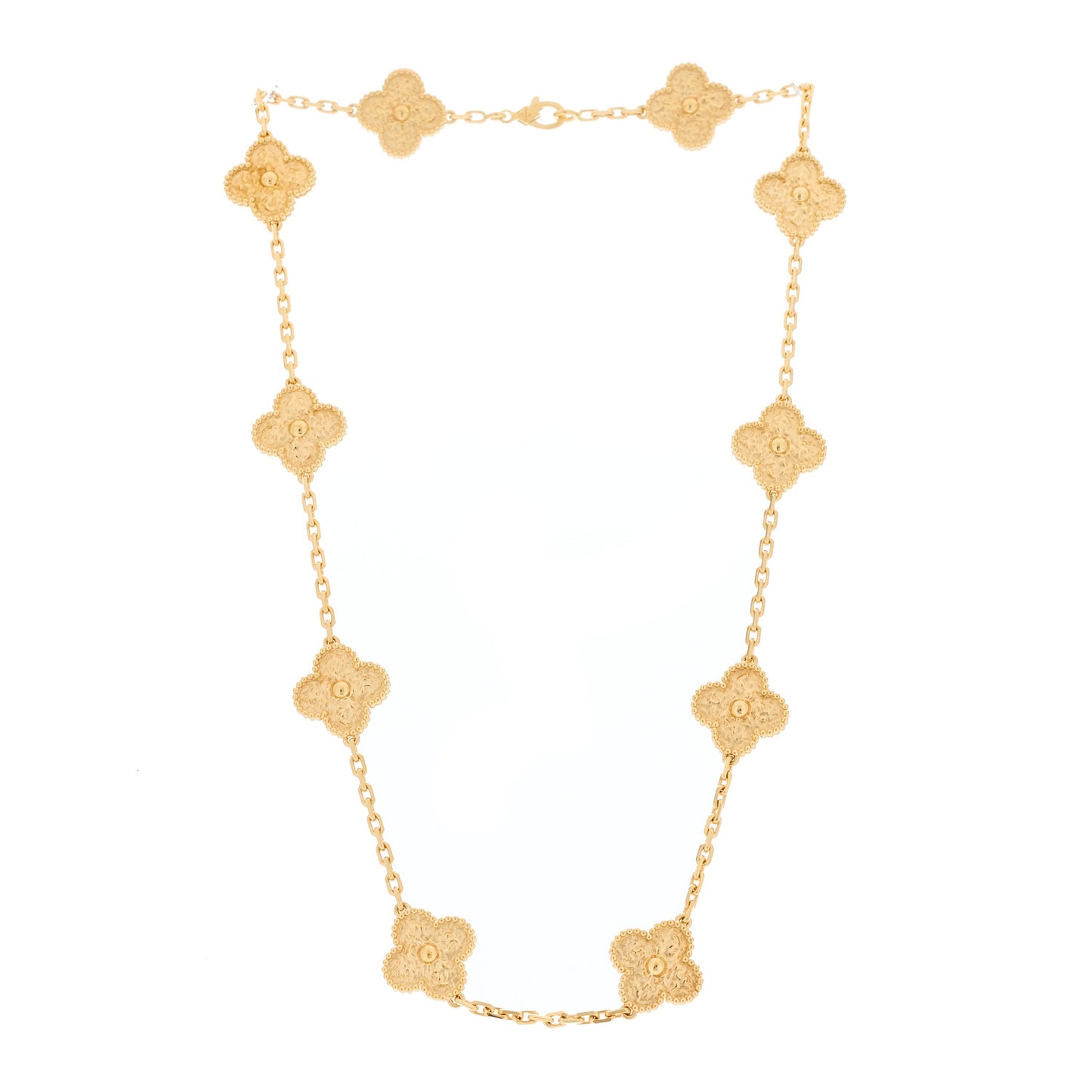 18K Yellow Gold 10 Motifs Vintage Alhambra Necklace