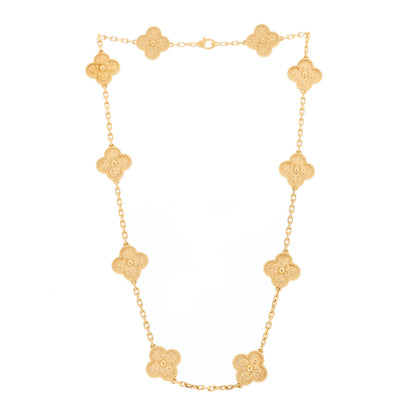 Van Cleef & Arpels 18K Yellow Gold 10 Motifs Vintage Alhambra Necklace 2 of 4