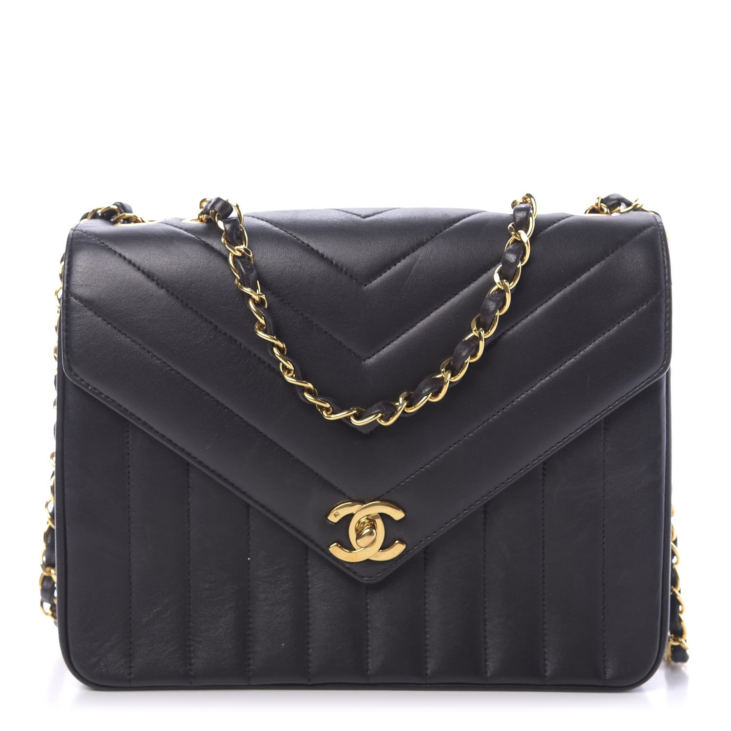 Chanel Lambskin Chevron Quilted Small Single Flap Black 1 of 16