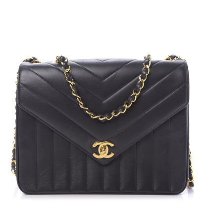 Chanel Lambskin Chevron Quilted Small Single Flap Black 1 of 16