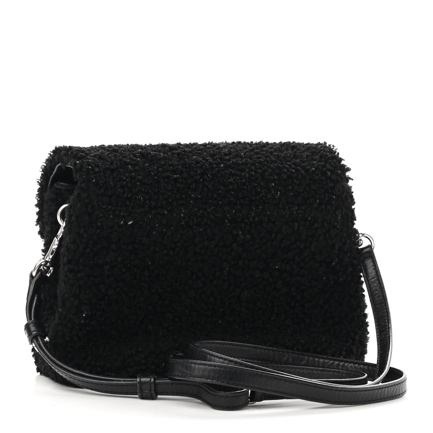 Saint Laurent Shearling Toy Loulou Shoulder Bag Black 3 of 8