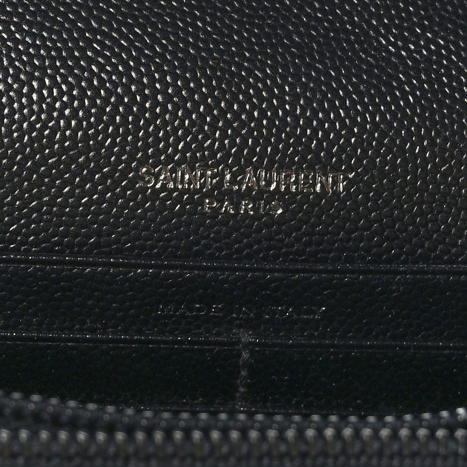 Saint Laurent Grain De Poudre Matelasse Chevron Monogram Monochrome Chain Wallet Black 7 of 9