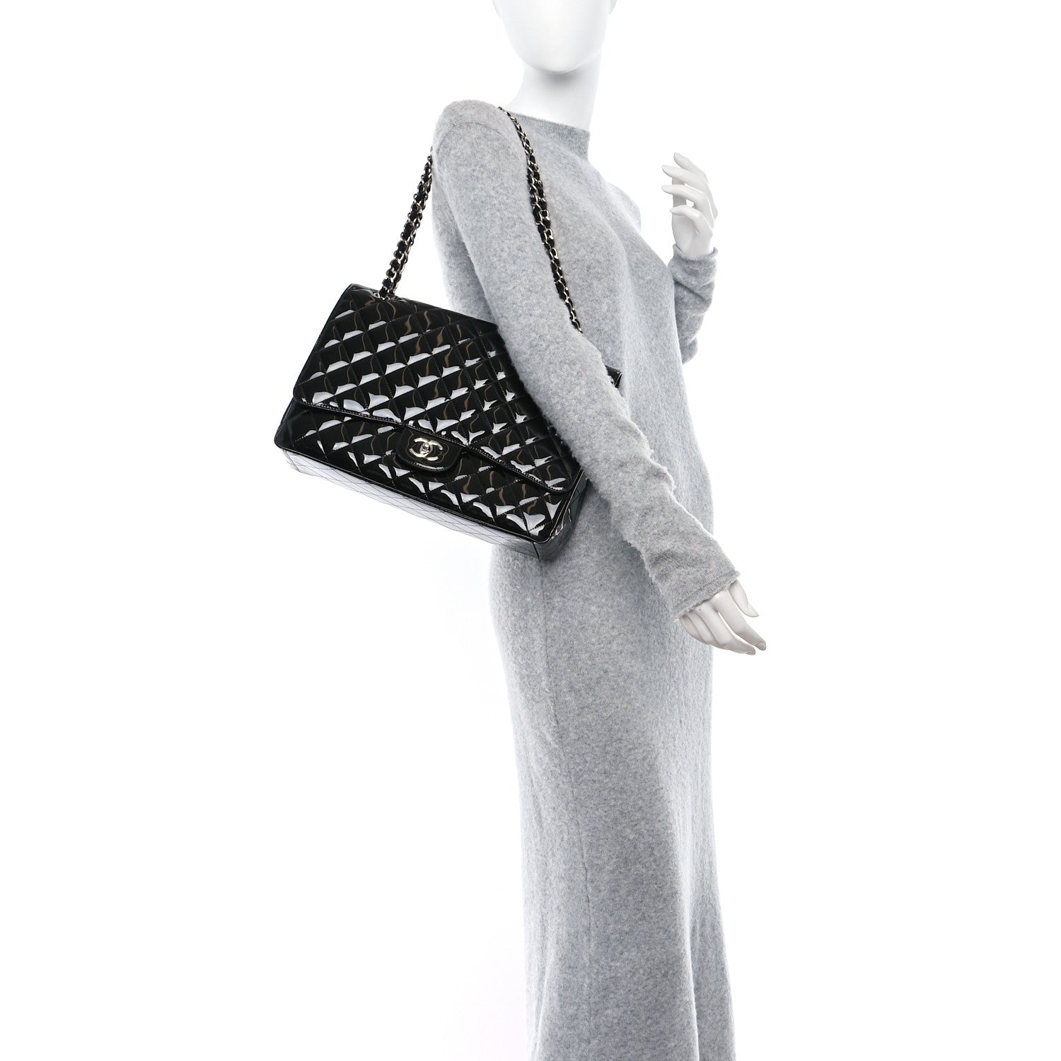 Chanel Patent Quilted Maxi Single Flap Black 2 of 10