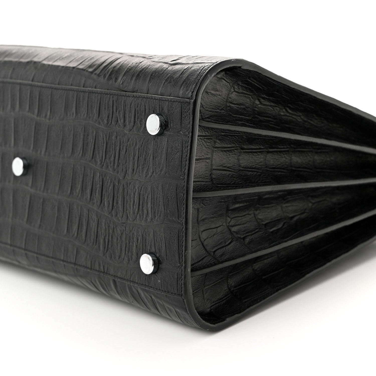 Saint Laurent Calfskin Crocodile Embossed Small Sac de Jour Black 10 of 12