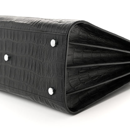 Saint Laurent Calfskin Crocodile Embossed Small Sac de Jour Black 10 of 12