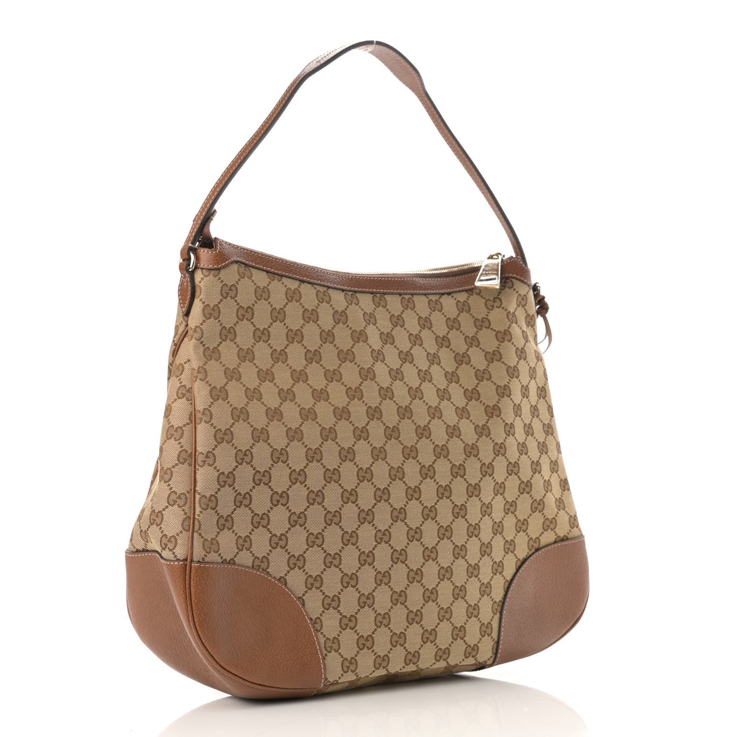 Monogram Textured Calfskin Large Bree Hobo Beige Ebony Nocciola