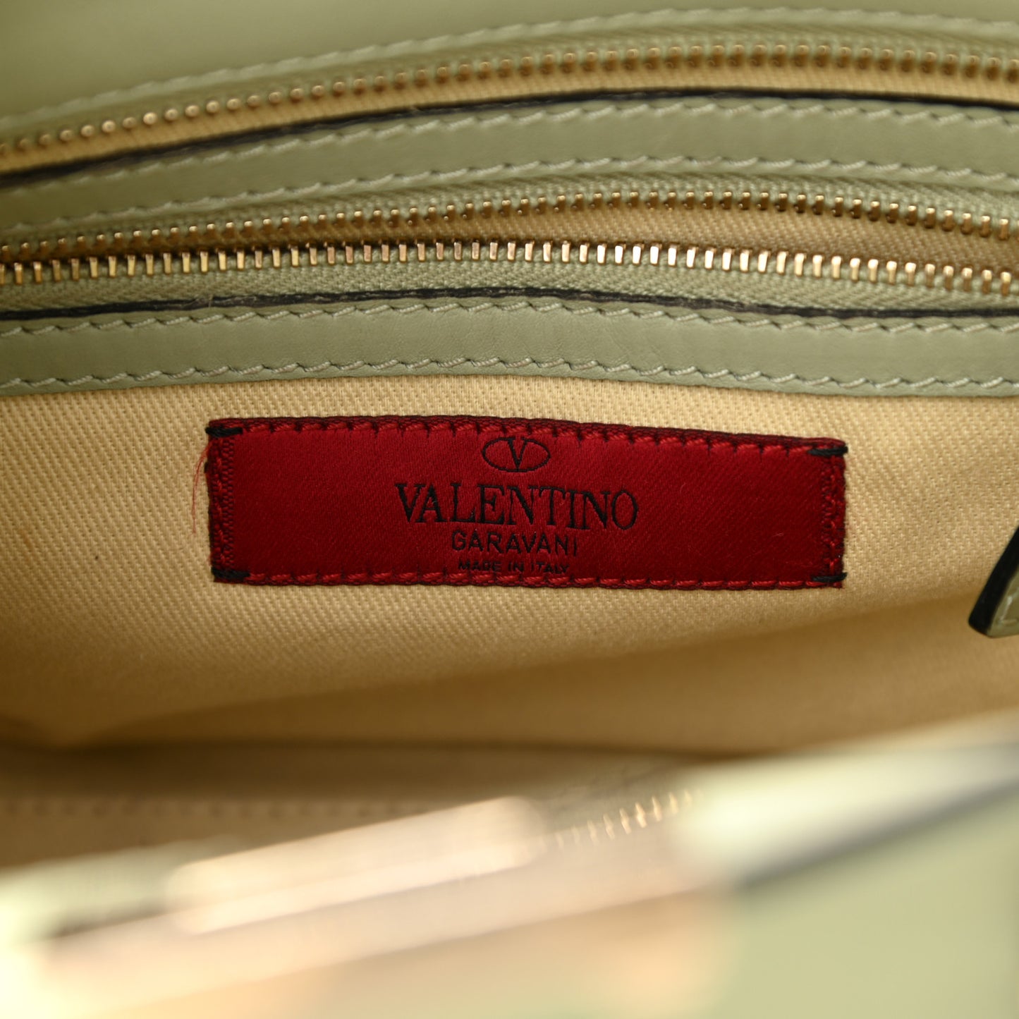 Vitello Small Rockstud Double Handle Tote Green Tea Sorbet
